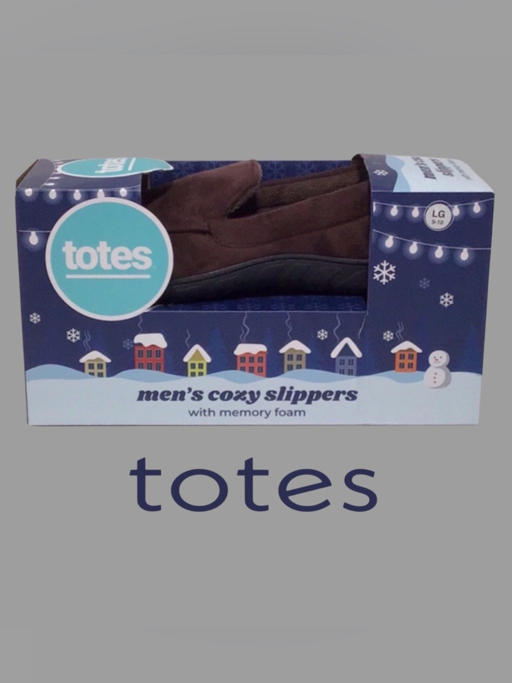 NIB TOTES Cozy Chocolate Brown Microsuede Slippers with Memory Foam Large 9-10